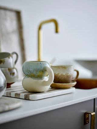 Mok aardewerk blauw Luna - set van 4