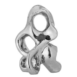 Figura decorativa de cerámica plateada Vinini 27cm