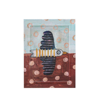 Wall decoration spruce wood blue brett birdy 22x30cm