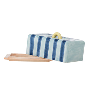 Blue phoenix earthenware butter dish