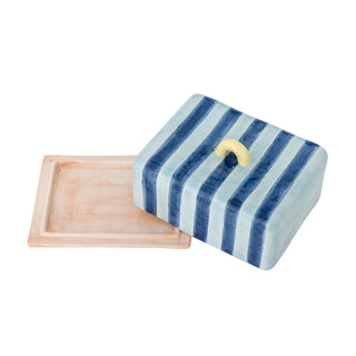 Blue phoenix earthenware butter dish