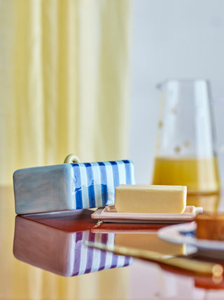 Blue phoenix earthenware butter dish