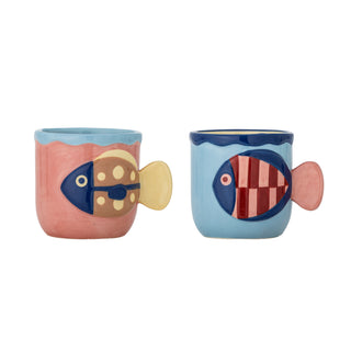 Multicolour stoneware mug Willy 200 ml - set of 2
