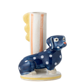 Lysestage i lertøj, flerfarvet Dachsy 12cm