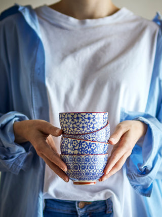 Schaaltjes blauw Karine - set van 4