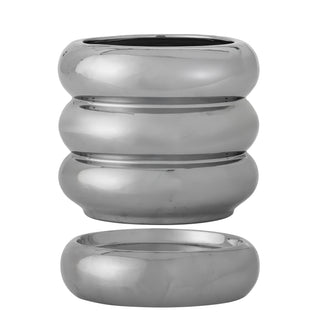 Vaso da fiori con sottovaso argento Shine