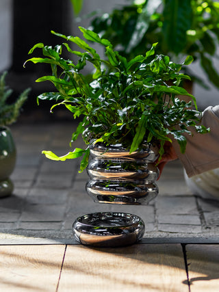 Vaso da fiori con sottovaso argento Shine