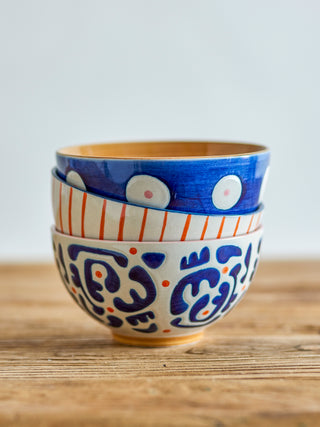 Eviaya bowl set blue stoneware - set of 3
