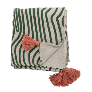 Plaid in cotone riciclato verde Woodsby 130x160cm