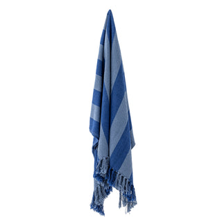 Blue recycled cotton throw Frello 130x160cm