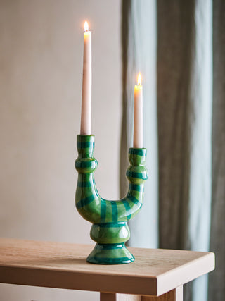 Kandelaar groen aardewerk Salandy