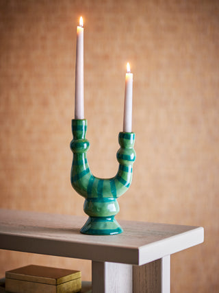 Kandelaar groen aardewerk Salandy