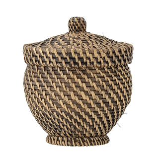 Rattan basket black Leonie 16cm