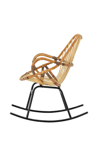 Sedia a dondolo in rattan naturale Reine