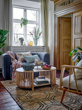 Bank gerecycled polyester blauw Malala 152cm