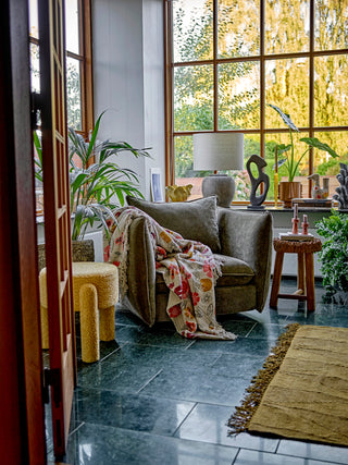 Stool recycled wood natural Delray 33cm