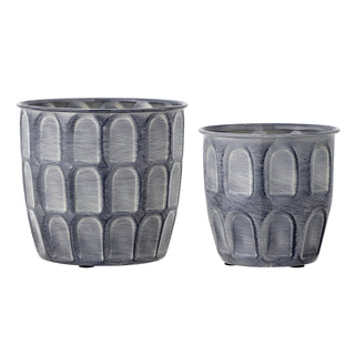 Grey metal flower pot Kally – set of 2