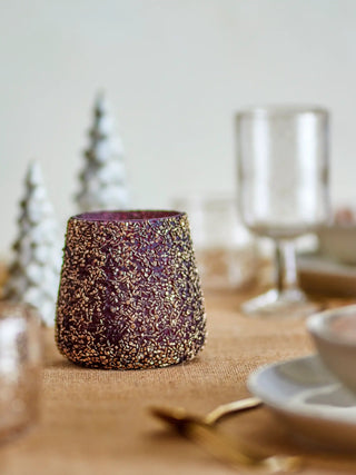 Teelichthalter recyceltes Glas Gold Filiz