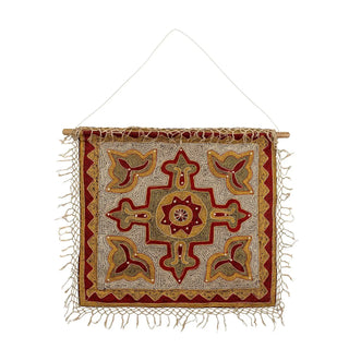 Wanddecoratie katoen rood Mughal 75x75cm