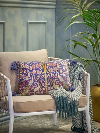 Coussin viscose bleu adya 35x50cm