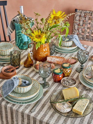 Bord aardewerk blauw/naturel Fleur 27cm