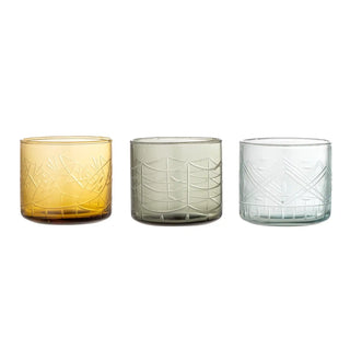 Drinking glass recycled glass green Jozefina - set of 3