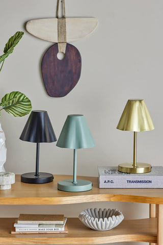 Lampe de table sans fil métal vert Lianna 28cm