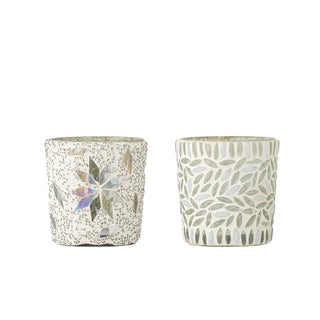 Teelichthalter Glas Weiß Myr - Set van 2