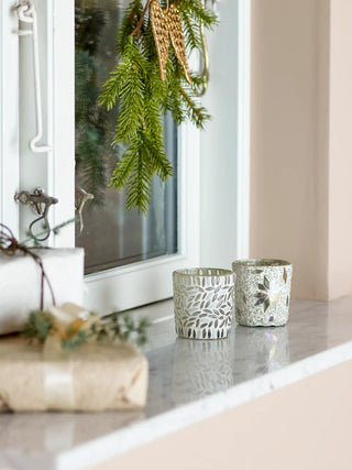 Teelichthalter Glas Weiß Myr - Set van 2