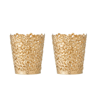 Waxinelichthouder metaal goud Mizou - 2 stuks