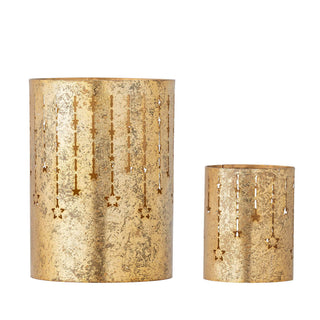 Waxinelichthouder metaal goud Mista - set van 2