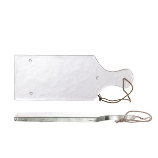 Bandeja para servir de vidrio reciclado transparente Johni