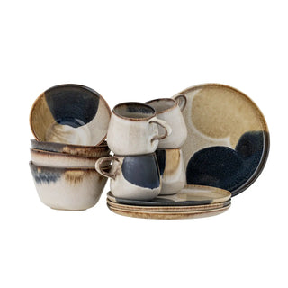 Jules grey earthenware breakfast set - set of 12