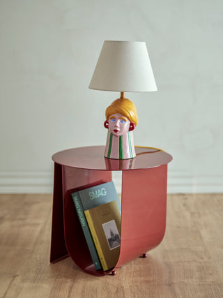 Mesa auxiliar de metal roja Cher Ø43×38 cm