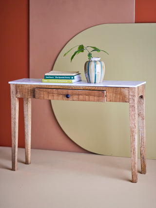 Konsolbord brun mangotræ og marmor Hauge 110 cm