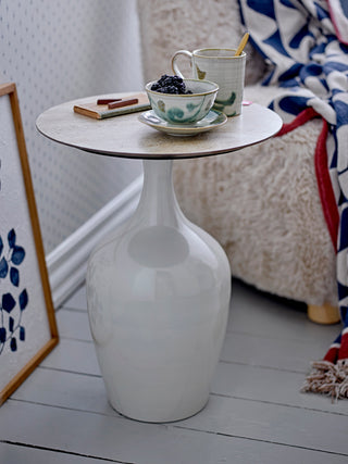 Mesa auxiliar natural Lecco Ø40×52 cm