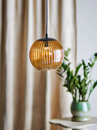 Hanglamp glas bruin Sybia Ø23×29 cm