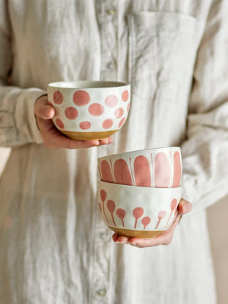 Schaal aardewerk roze Linora - set van 3