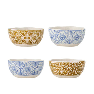 Schaaltjes aardewerk blauw Milton - set van 4