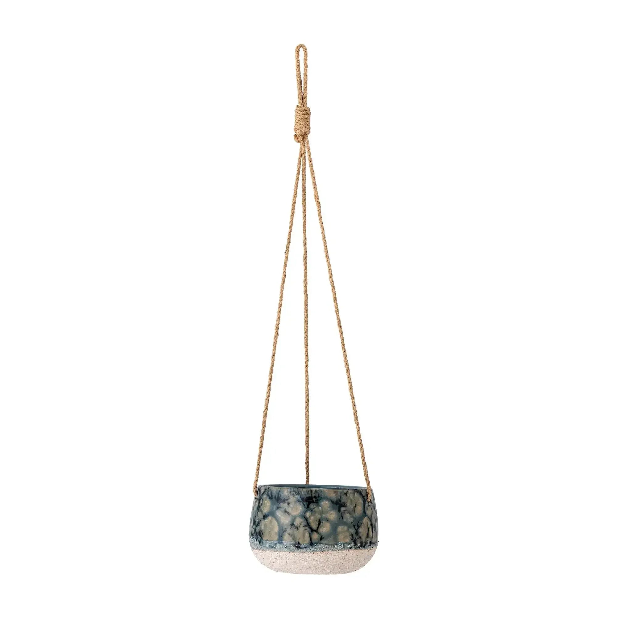 bloomingville hanging planter Bloomingville Hanging Flower Pot Ceramic Blue Mowbray 15cm – Het Adres