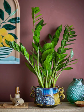 Flowerpot ceramic blue Walton 18cm