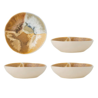 Schalenset aardewerk geel Lacey - set van 4