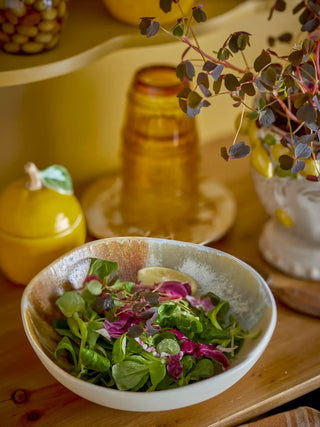 Schalenset aardewerk geel Lacey - set van 4