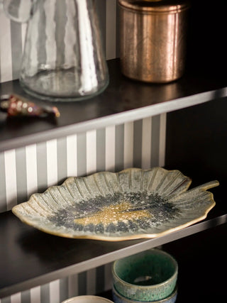 Serveerschaal aardewerk blauw Dorreen