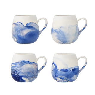 Mok aardewerk blauw Lyre - set van 4