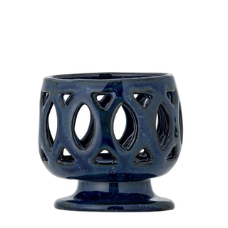Theelichthouder aardewerk blauw Patty 9cm
