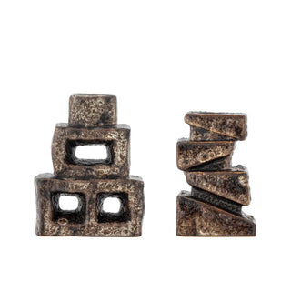 Hale brown earthenware candlestick - set of 2