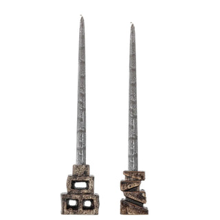 Bougeoir en céramique brun Hale - set de 2