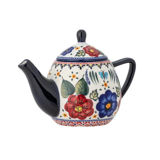 Theepot aardewerk rood Florist 900ml