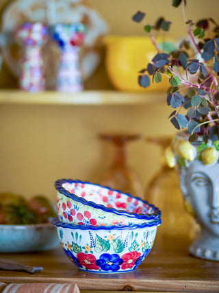 Earthenware bowls red Florist - set of 2